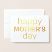 Happy Moederdag | Real Gold Foil | Aangepaste teks Folie Kaarten (Voorkant met envelop)