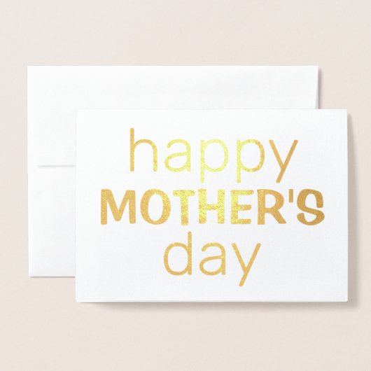 Happy Moederdag | Real Gold Foil | Aangepaste teks Folie Kaarten (Voorkant met envelop)