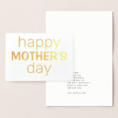 Happy Moederdag | Real Gold Foil | Aangepaste teks Folie Kaarten (Display)