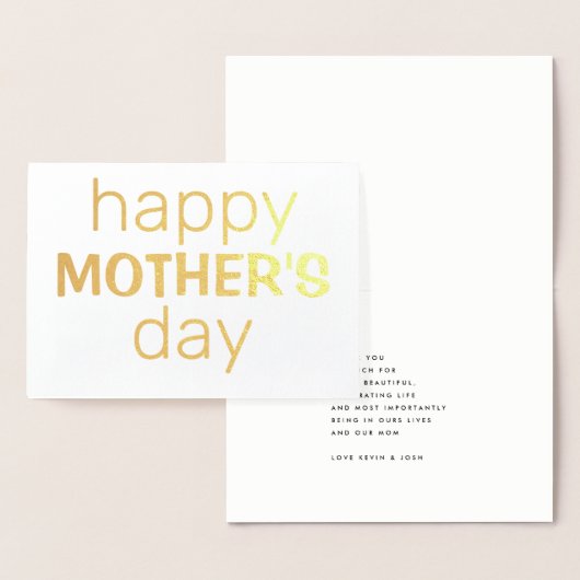 Happy Moederdag | Real Gold Foil | Aangepaste teks Folie Kaarten (Display)