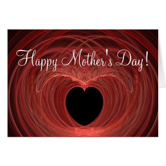 Happy Moederdag Red en Black Spiraled Heart (Voorkant Horizontaal)