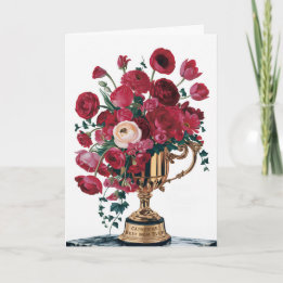 Happy Moederdag Red Flowers Trophy  Kaart