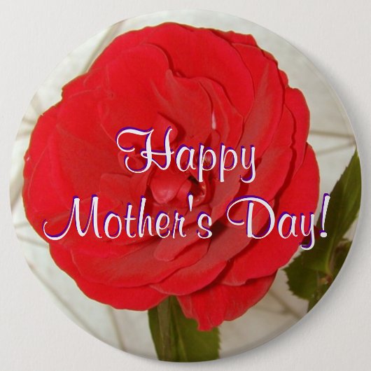 Happy Moederdag Red Rose I Ronde Button 6,0 Cm (Voorkant)