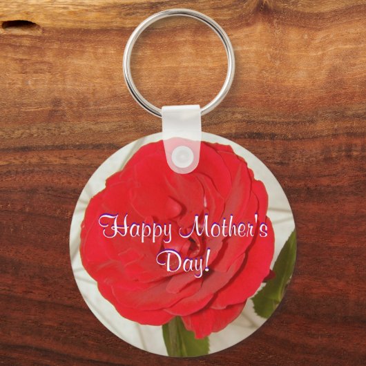 Happy Moederdag Red Rose Sleutelhanger (Voorkant)