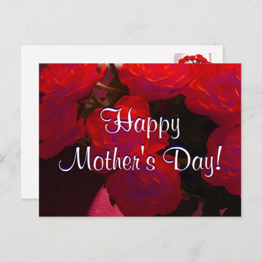 Happy Moederdag Red Roses I Briefkaart (Voorkant / Achterkant)