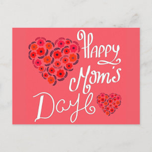 Happy Moederdag Red Roses Love Heart Typografie Briefkaart