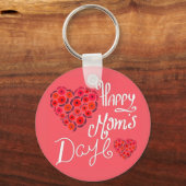 Happy Moederdag Red Roses Love Heart Typografie Sleutelhanger (Voorkant)