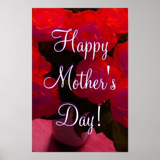 Happy Moederdag Red Roses Poster (Voorkant)