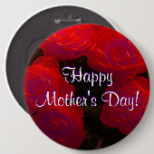 Happy Moederdag Red Roses Ronde Button 6,0 Cm (Voorkant /achterkant)