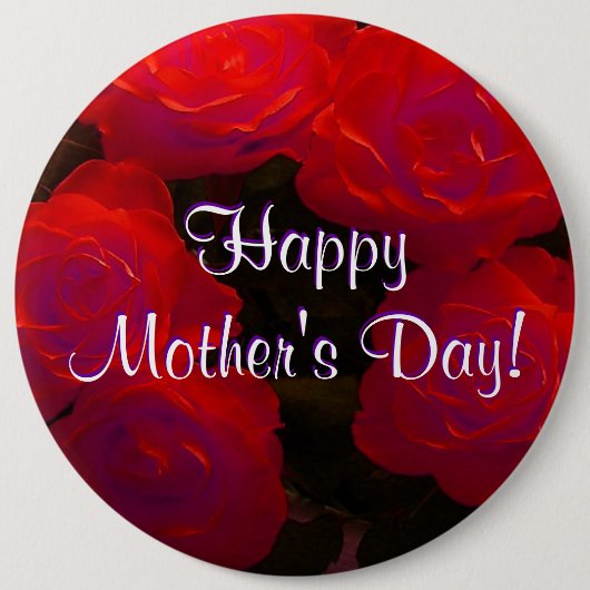 Happy Moederdag Red Roses Ronde Button 6,0 Cm (Voorkant)