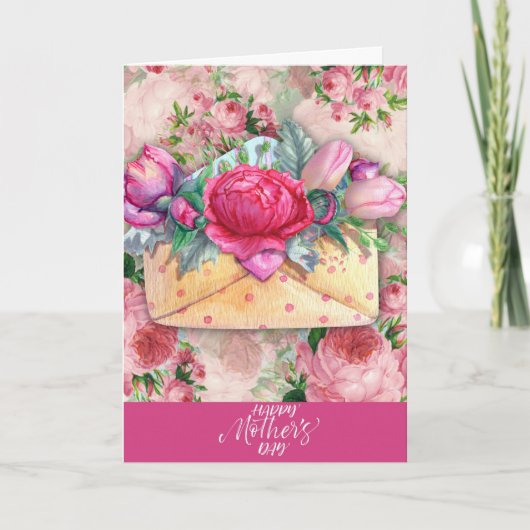 Happy Moederdag Red Roze Paarse Floral Flowers Kaart (Voorkant)