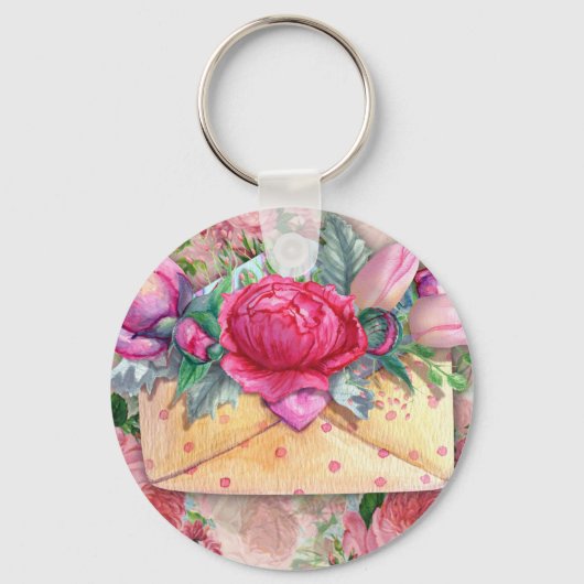Happy Moederdag Red Roze Paarse Floral Flowers Sleutelhanger (Voorkant)