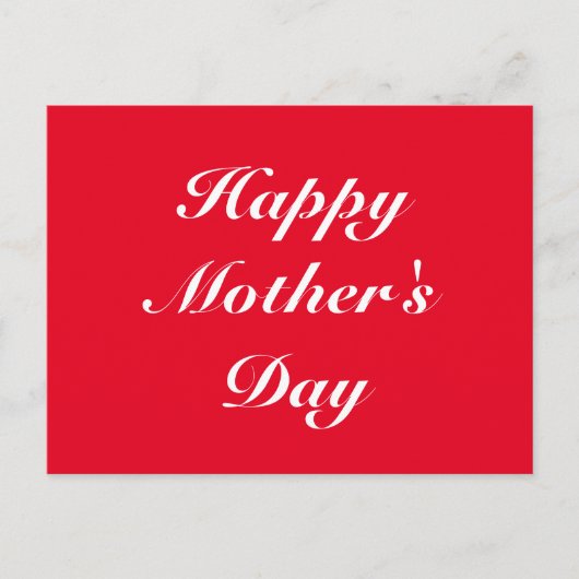 Happy Moederdag red white script elegant chic Briefkaart (Voorkant)
