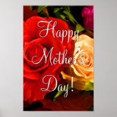 Happy Moederdag Red Yellow Rose Poster (Voorkant)