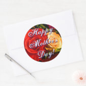 Happy Moederdag Red Yellow Rose Ronde Sticker (Envelop)