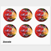 Happy Moederdag Red Yellow Rose Ronde Sticker (Vel)