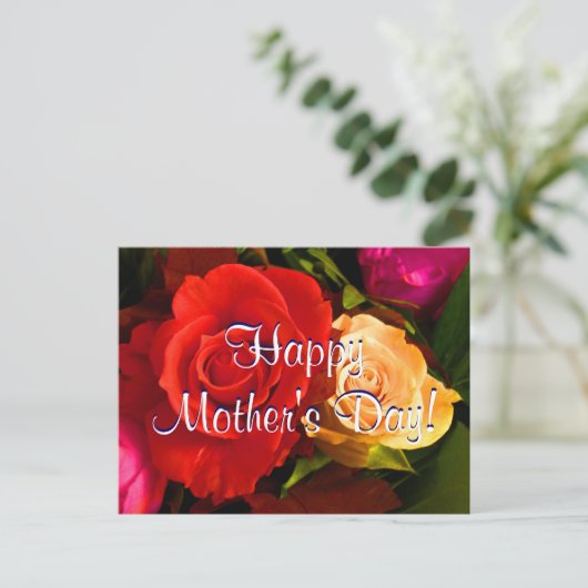 Happy Moederdag Red Yellow Roses Briefkaart (Staand voorkant)