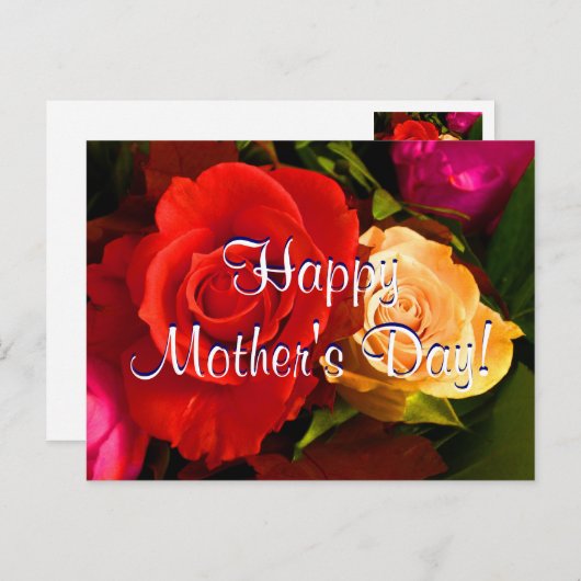 Happy Moederdag Red Yellow Roses Briefkaart (Voorkant / Achterkant)