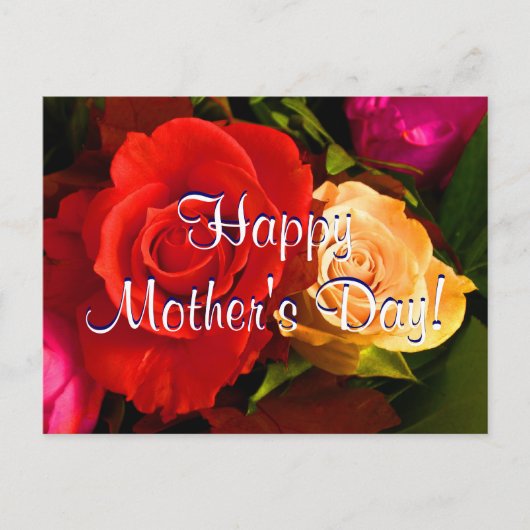 Happy Moederdag Red Yellow Roses Briefkaart (Voorkant)