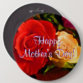 Happy Moederdag Red Yellow Roses Ronde Button 6,0 Cm (Voorkant /achterkant)