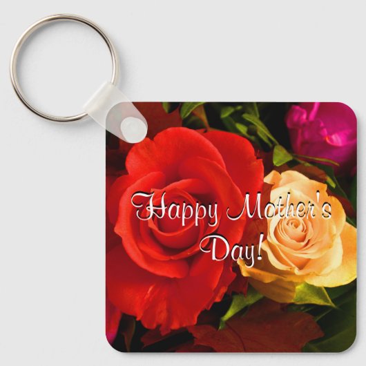 Happy Moederdag Red Yellow Roses Sleutelhanger (Voorkant)