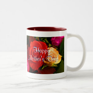 Happy Moederdag Red Yellow Roses Tweekleurige Koffiemok