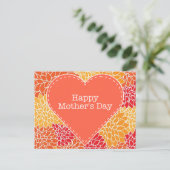 Happy Moederdag  retro florale hartslag Briefkaart (Staand voorkant)