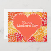 Happy Moederdag  retro florale hartslag Briefkaart (Voorkant / Achterkant)