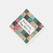 Happy Moederdag - Retro Schattige Quiltpatroon Servet (Hoek)