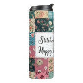 Happy Moederdag - Retro Schattige Quiltpatroon Thermosbeker (Gedraaid links)