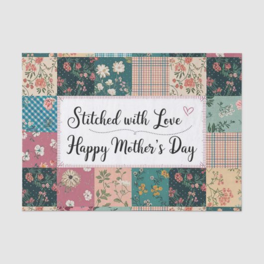 Happy Moederdag - Retro Schattige Quiltpatroon Tissuepapier (Voorkant)