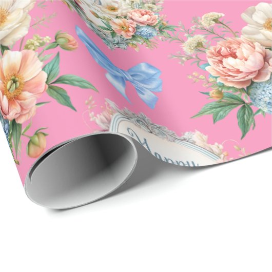 Happy Moederdag Romantisch Roze Cadeaupapier (Rol Hoek)