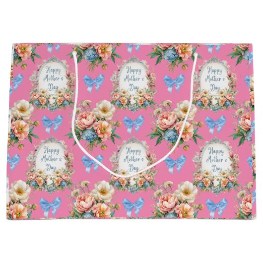 Happy Moederdag Romantisch Roze Groot Cadeauzakje (Voorkant)