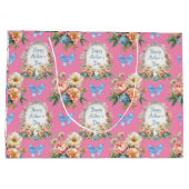 Happy Moederdag Romantisch Roze Groot Cadeauzakje (Achterkant)