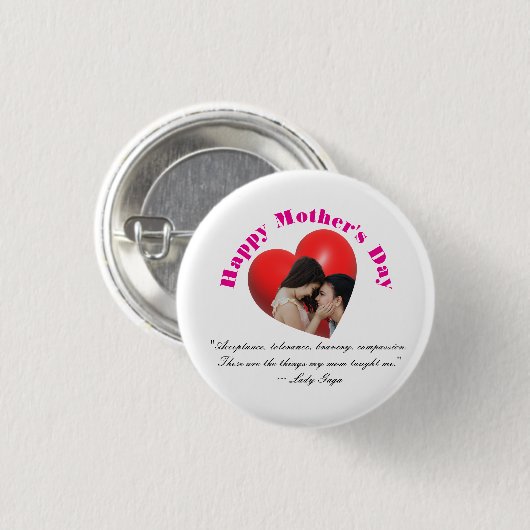 Happy Moederdag Ronde Button 3,2 Cm (Voorkant /achterkant)