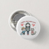 Happy Moederdag Ronde Button 3,2 Cm (Voorkant /achterkant)