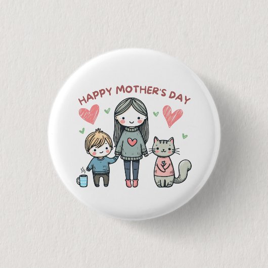 Happy Moederdag Ronde Button 3,2 Cm (Voorkant)