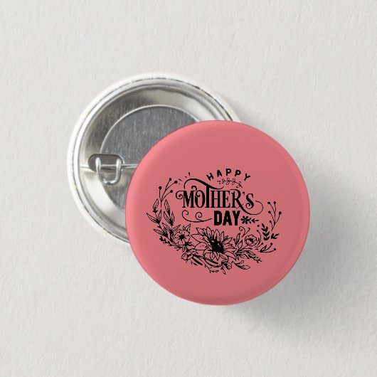 Happy Moederdag Ronde Button 3,2 Cm (Voorkant /achterkant)