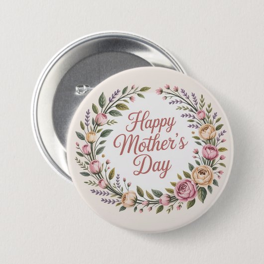 Happy Moederdag Ronde Button 7,6 Cm (Voorkant /achterkant)