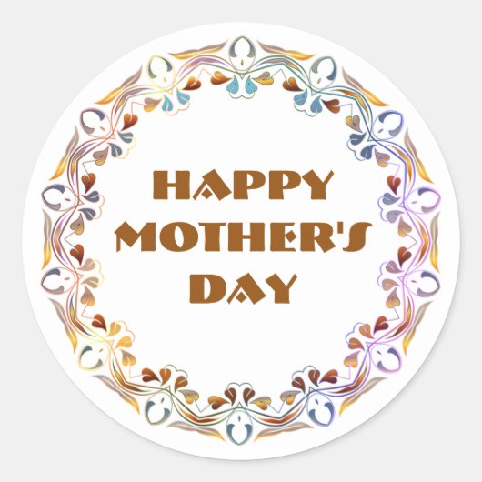 Happy Moederdag Ronde Sticker (Voorkant)