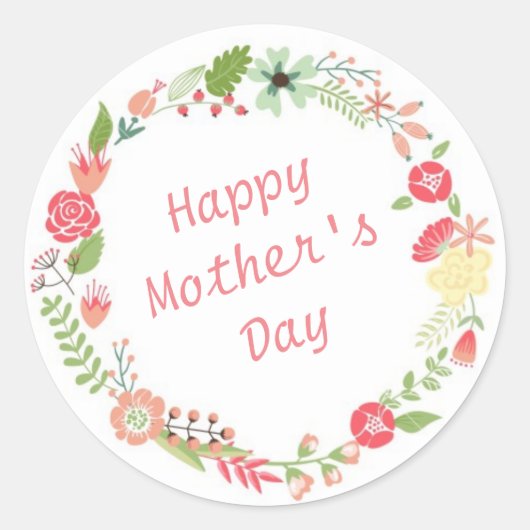 Happy Moederdag Ronde Sticker (Voorkant)
