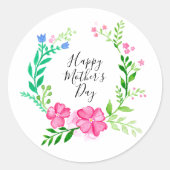 Happy Moederdag Ronde Sticker (Voorkant)