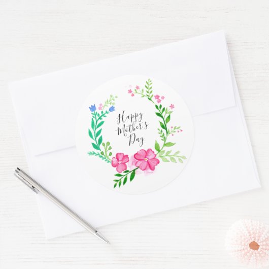 Happy Moederdag Ronde Sticker (Envelop)