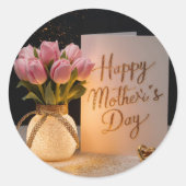 Happy Moederdag Ronde Sticker (Voorkant)
