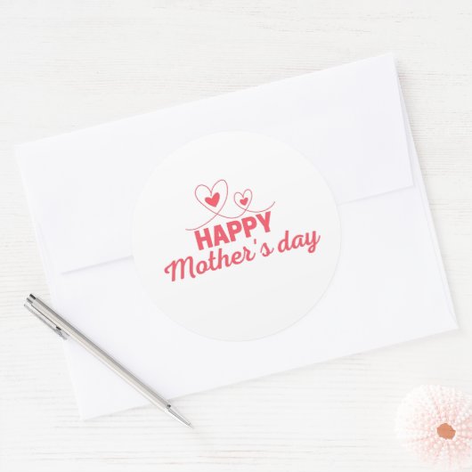 Happy Moederdag Ronde Sticker (Envelop)