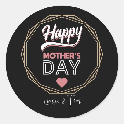 Happy moederdag ronde sticker (Voorkant)