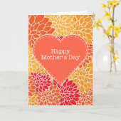 Happy Moederdag  rood en oranje floreel Kaart (Gele Bloem)