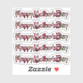 Happy Moederdag Roos Gevulde Uitgesneden Stickers (Vel)