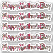 Happy Moederdag Roos Gevulde Uitgesneden Stickers (Voorkant)