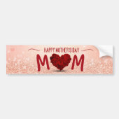 Happy Moederdag Roos Heart Bouquet Bumpersticker (Voorkant)